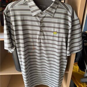 Masters Tech Gray Striped Golf Polo